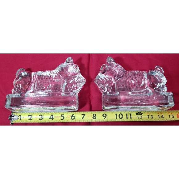 Vintage~Pair of Glass Scottie Bookends~SO CUTE~Could Also Use as Paperweights - Picture 7 of 7